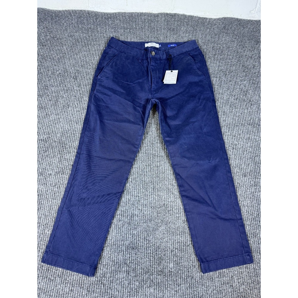 Peter Manning Chino Pants Mens Size 33x26 Navy Blue Cotton Straight Leg Slim Fit